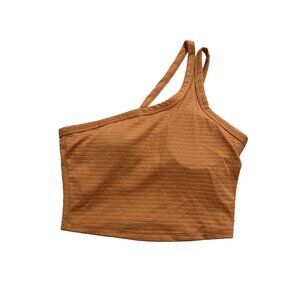 Tavi Seersucker One Shoulder Bra in Tangerine Texture
